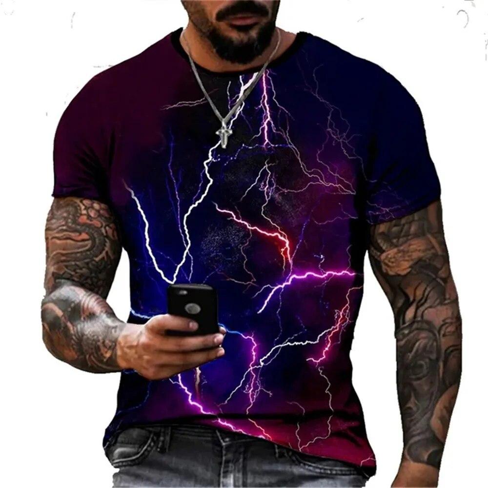 3D Cartoon Pattern Short Sleeve Summer Trend Fashion Street Hip Hop Style Loose Comfortable Round Neck T-Shirt Men Clothing