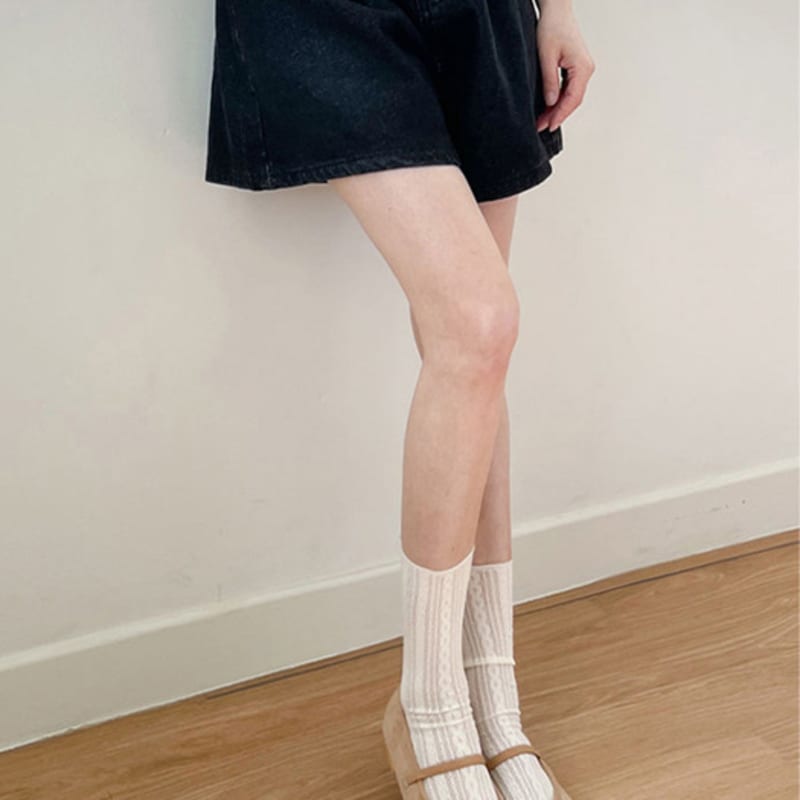 Slowlolli Sheer Cable Knit Socks