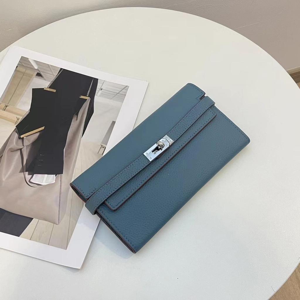 Prabangios moteriškos piniginės iš natūralios odos, aukštos kokybės, pagamintos iš pirmo karvės odos sluoksnio, ilga piniginė sidabro spalvos užsegimu, nuostabi delninė be logotipo