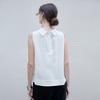 High-quality pure linen temperament women's vest summer new folding swinging collar sleeveless design A-shaped pendulum top