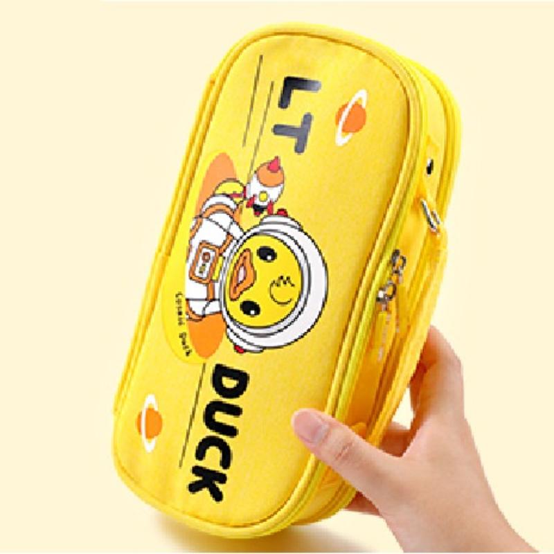 

Холщовая многослойная сумка для карандашей большой вместимости, светло-желтая утка, сумка для канцелярских принадлежностей, многофункциональная сумка для карандашей для средней школы, ручная