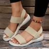 Fashion Women's Knit Elastic Cloth Wedge Sandals Slip on Lightweight Walking Sandals Women Comfortable Summer Shoes Woman 2025 Chaussure