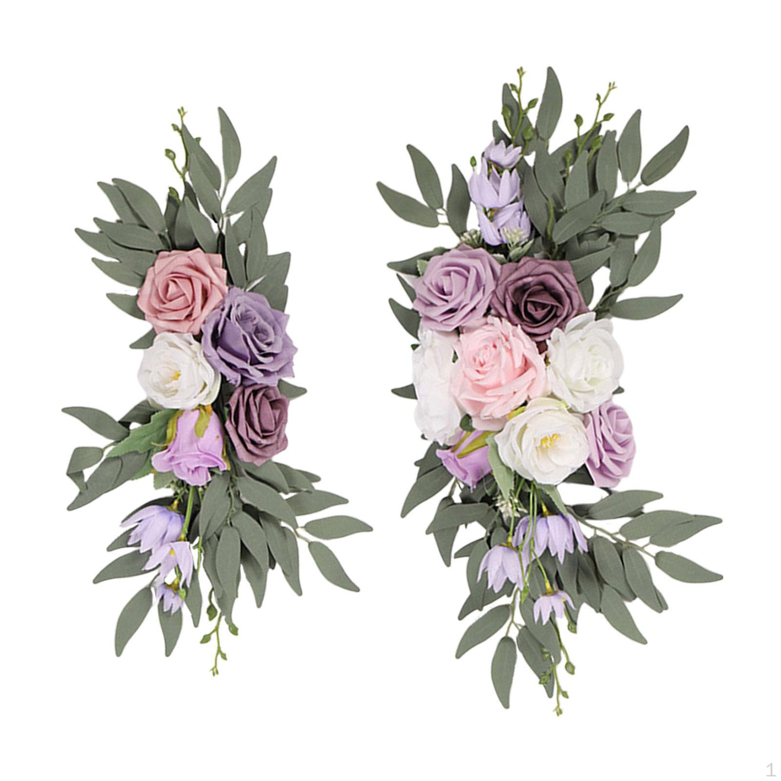 

2 шт. Искусственный цветок розы Swag Цветочный фон Зеленые листья Свадебная арка Венок для фиолетовый