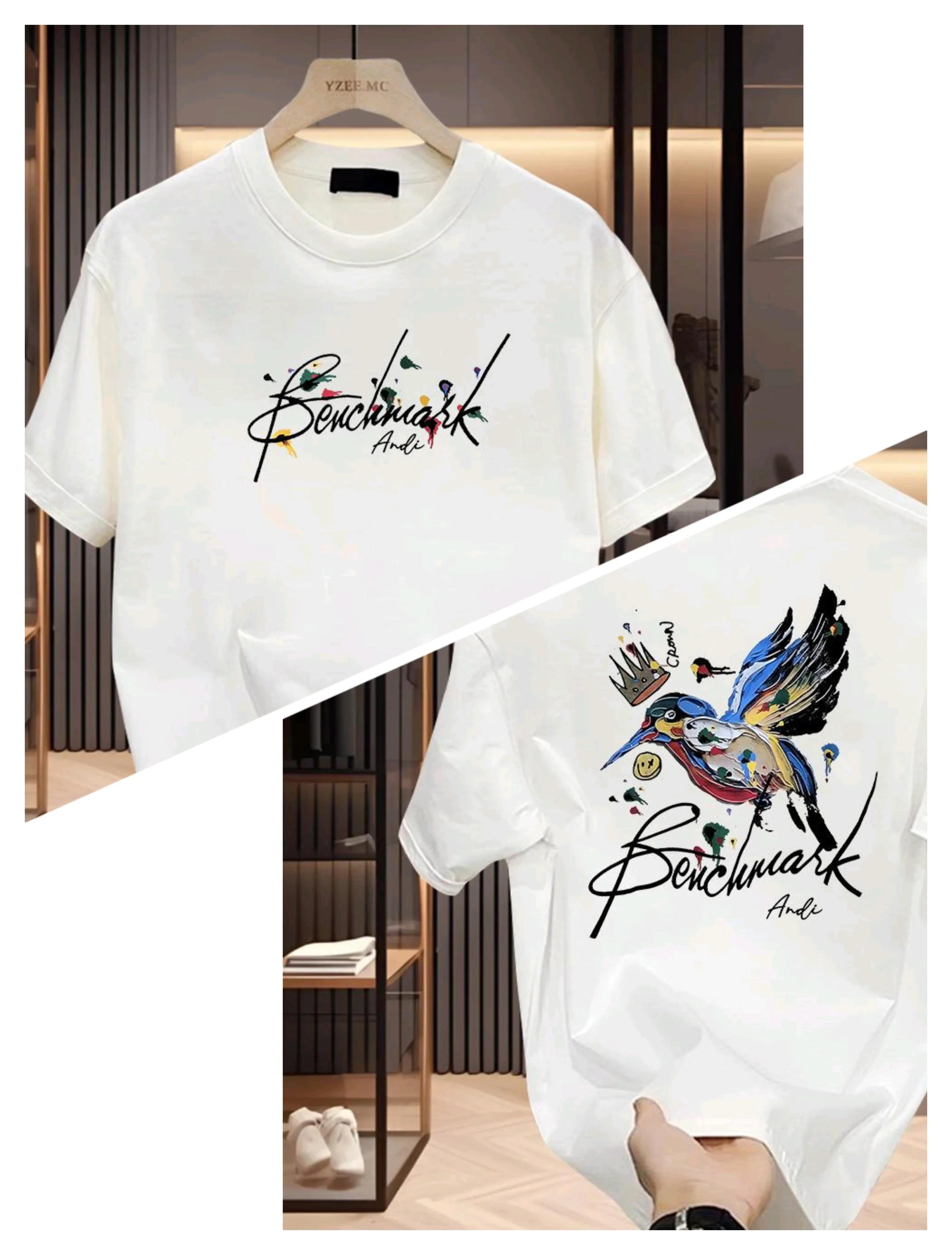 2025 Spring and Summer Pure Cotton Light Luxury Bird Print Tshirt Fashion Casual High Quality Street Allmatch Oneck Tshirt S