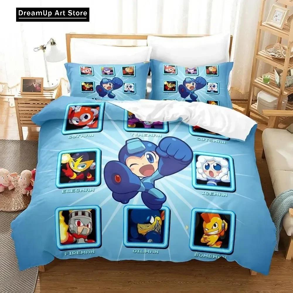 3D Print Fashion Anime Mega Man X DiVE Bedding Set Boys Girls Twin Queen Full Size Duvet Cover Pillowcase Bed Adult Bedroom