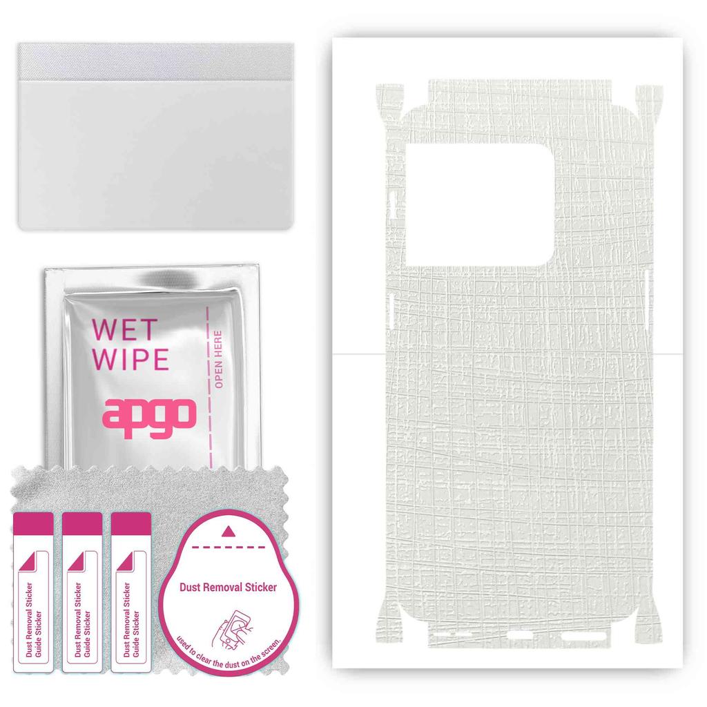 apgo Schutzfolie für die Rückseite+Seiten kompatibel mit OnePlus 10 Pro, Vollständige Umhüllungsfolie, Folie, Vinyl - Muster Weißer Stoff