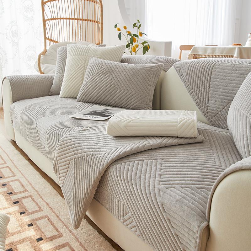 Short Plush Leather Sofa Cushion Anti-slip Modern Simple Four-season Sofa Cover Winter Fabric Seat Cushion