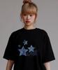 LIKE THE MOST Pattern Star Lamo Oversized Short Sleeve T-Shirt_Black