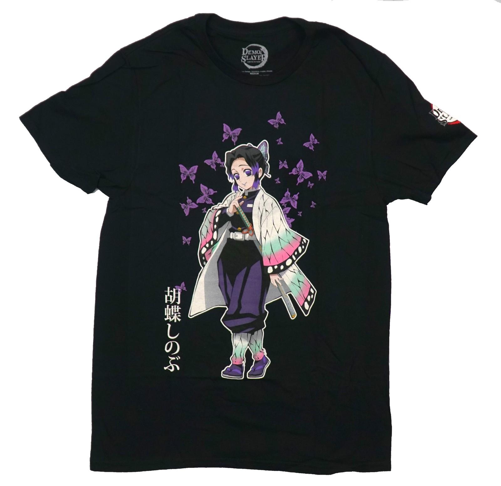 Demon Slayer New Adult T-Shirt - Shinobu Phalaenopsis Among Butterflies Logo XL