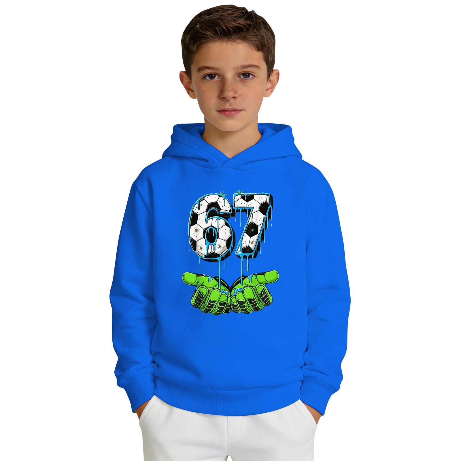 

Boys Long Sleeve Hoodie Sweatshirt Casual Pullover with Printed Graphic Design Comfortable Fit for Everyday Wear 160 синій