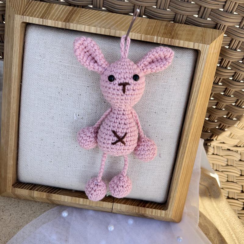 Cute Handmade Crochet Frog Hanging Pendant Home Decoration Knitting Rabbit Duck Doll Ornament Christams Party Gifts Room Decor