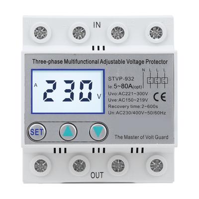 Nastavitelný chránič napětí 3fázový LCD Multifunkční Samoresetovací STVP932 230v 400VAC(63A )