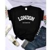 London Westminster Street Letter Tshirt Women Summer Breathable Crop Top Casual Sport Tee Clothes Sweat Cool Soft T-Shirt 39028