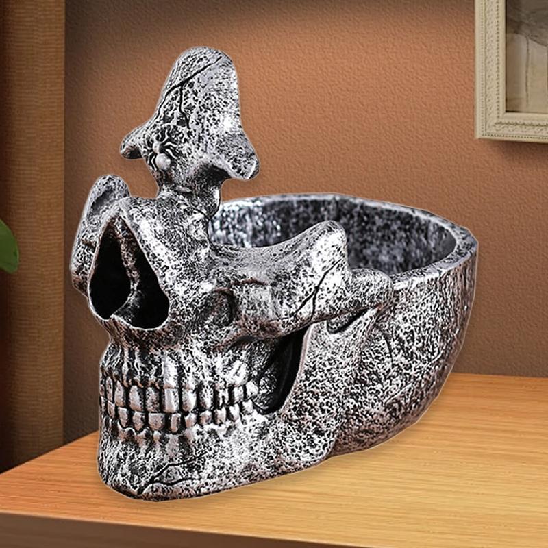 Creative Skull Glasses Stand Holder with Storage Tray for Desktop Eyeglass Frame Bracket Ornament Display