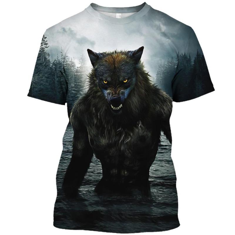 

New Summer Animal Wolf Pattern 3D Print T-Shirt Men Women O-Neck Short Sleeve Oversized Harajuku Tees Tops Kid Clothing XXS
