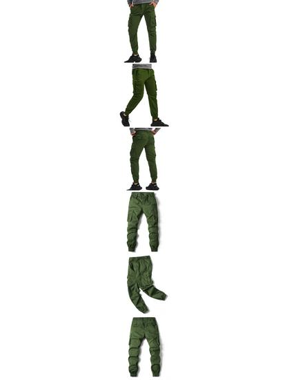 2024 Spring/Summer Men's Fashion Casual Solid Color Cargo Pants 8017 Plus Size