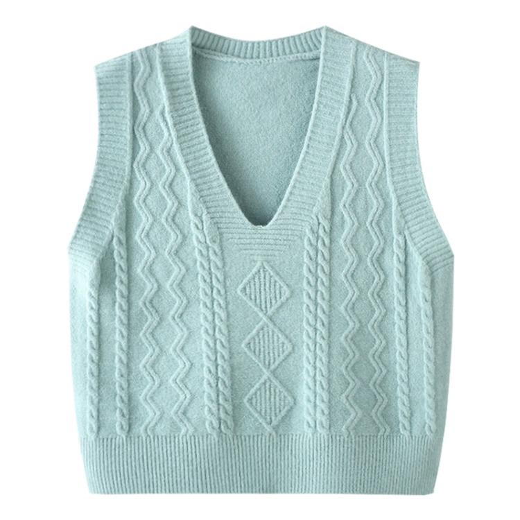 2024 Autumn/Winter College Style V-Neck Knitted Pullover Vest for Women
