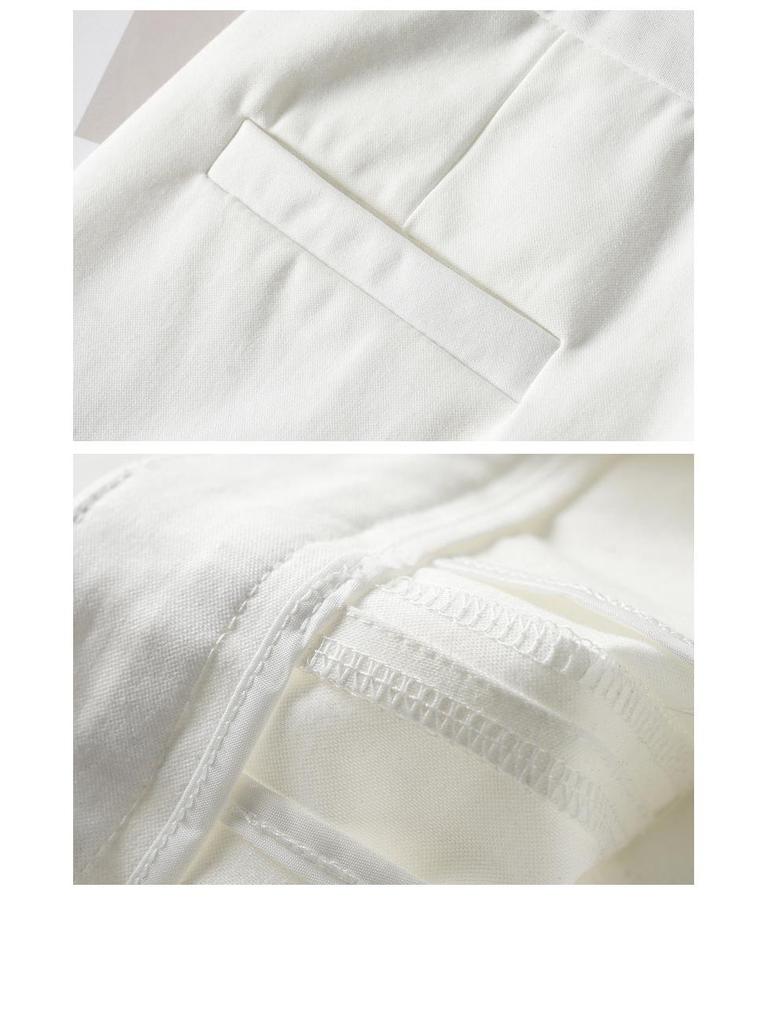 Women's High-Waisted Slim-Fit Straight-Leg White Pants for Summer