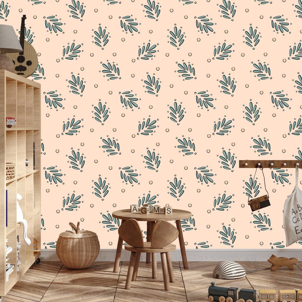 Wallpaper Small Flowers Cream, Beige and Gray for Living Room and Bedroom 50x1000