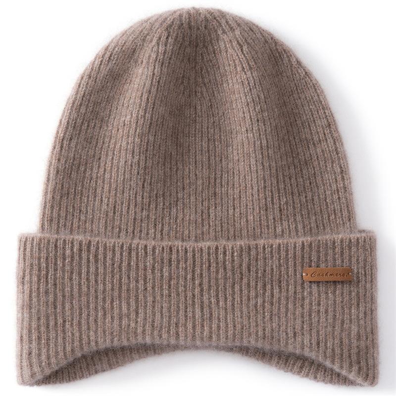 Cashmere hat men's and women's double-layer thickened winter cashmere bag head knitted stacking hat couple cold hat