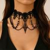 Gothic Black Lace Chain Cross Necklace Choker