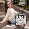 Cute Mushroom Print Casual Tote Bag Lightweight Portable Daily Use Shopping Shoulder Handbag For Women