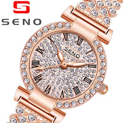 Dámské hodinky SENO Rose Gold Diamond Waterproof Luminous Quartz Watch