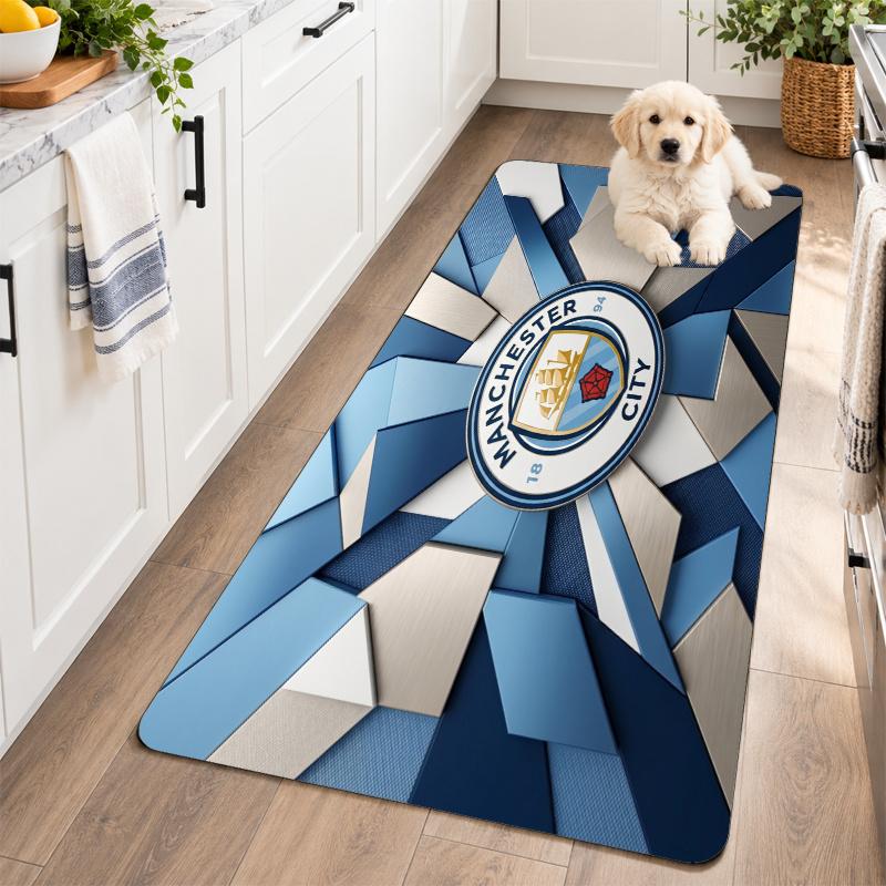 Flannel Kitchen Mat Manchester City Soft Area Rug Non Slip Floor Carpet Home Decoration