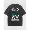 High-Quality Double-Sided Men's T-Shirt Ideal for Outdoor Sports, Vintage Washed, Made of 100%, Perfect for Daily Wear with a Loose Fit And Soft