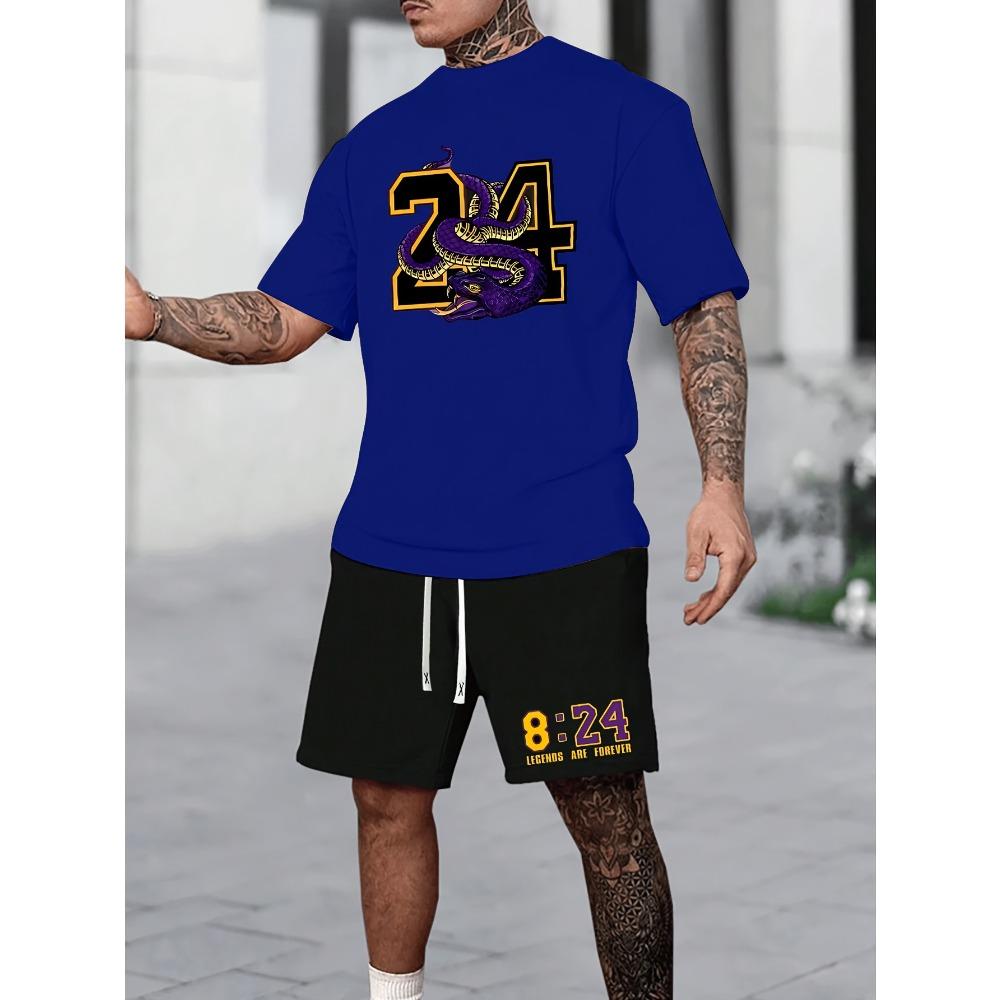 

Summer Men s Sports Short-sleeved Shorts Set Casual Fashion Simple Trend 6XL