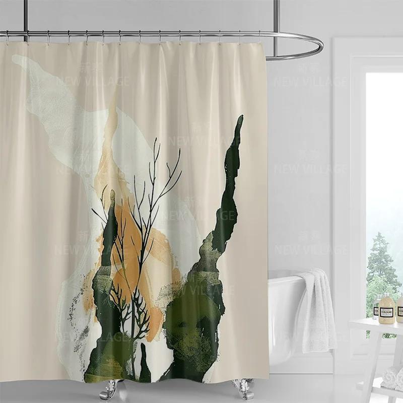 

Сучасне мистецтво Графіті Шторка для душу костюм Водонепроникна шторка 12 гачків Скандинавський стиль Ванна кімната Ванна Подвійного використання Шторка для душу W90XH180cm