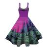Women's Casual Sleeveless Off Shoulder Dress with Print for Party and Festive Wear
