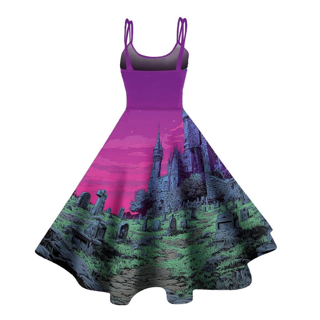 Women's Casual Sleeveless Off Shoulder Dress with Print for Party and Festive Wear