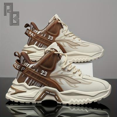 Herren Neue Herbst- und Winterschuhe, High-Cut Sportschuhe mit dicker Sohle, Studentenleder Lauf-Basketballschuhe in großer Größe