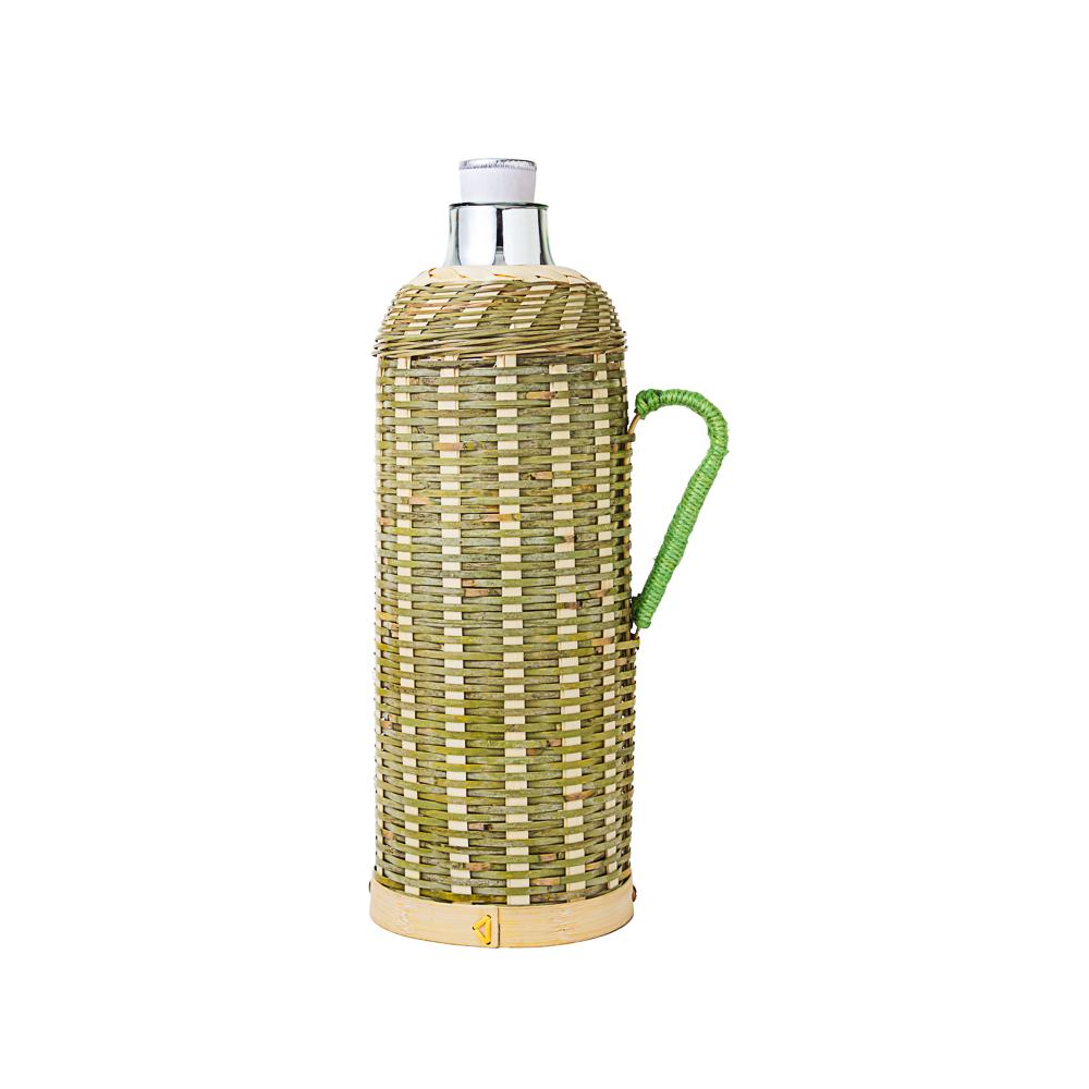 Bamboo Rattan Hot Water Bottle & Retro Thermos for Winter Tea Gatherings
