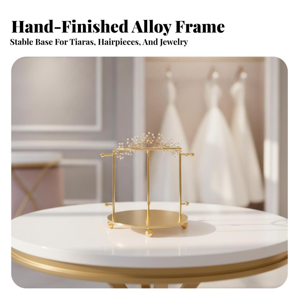 Crown Display Stand Gold-Hued Jewelry Rack Stable for Brides