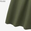 ZANZEA Women Casual Turn Down Collar Solid Color Short Sleeve Shirt Dress