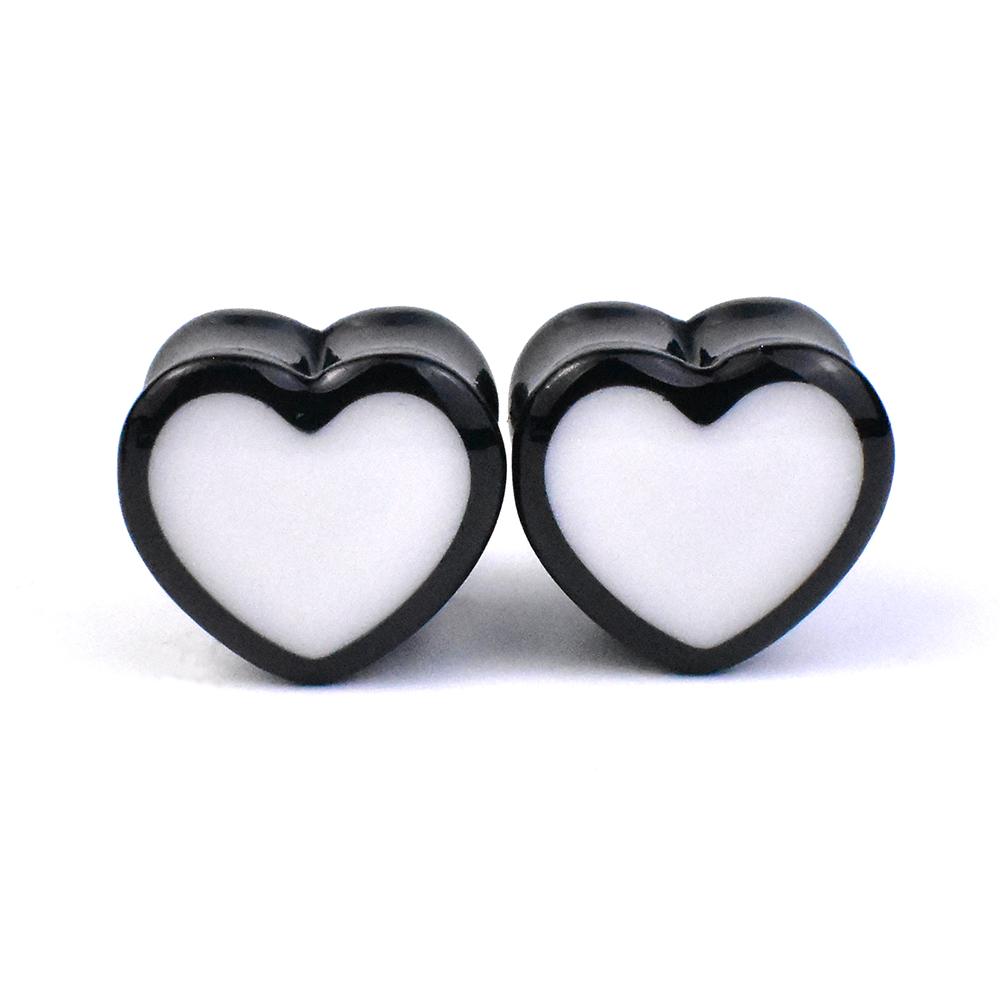 6-50mm Solid Color Ear Tunnels Gauges and Plug Heart-shaped Ear Expander Studs Stretching Body Piercing Jewelry
