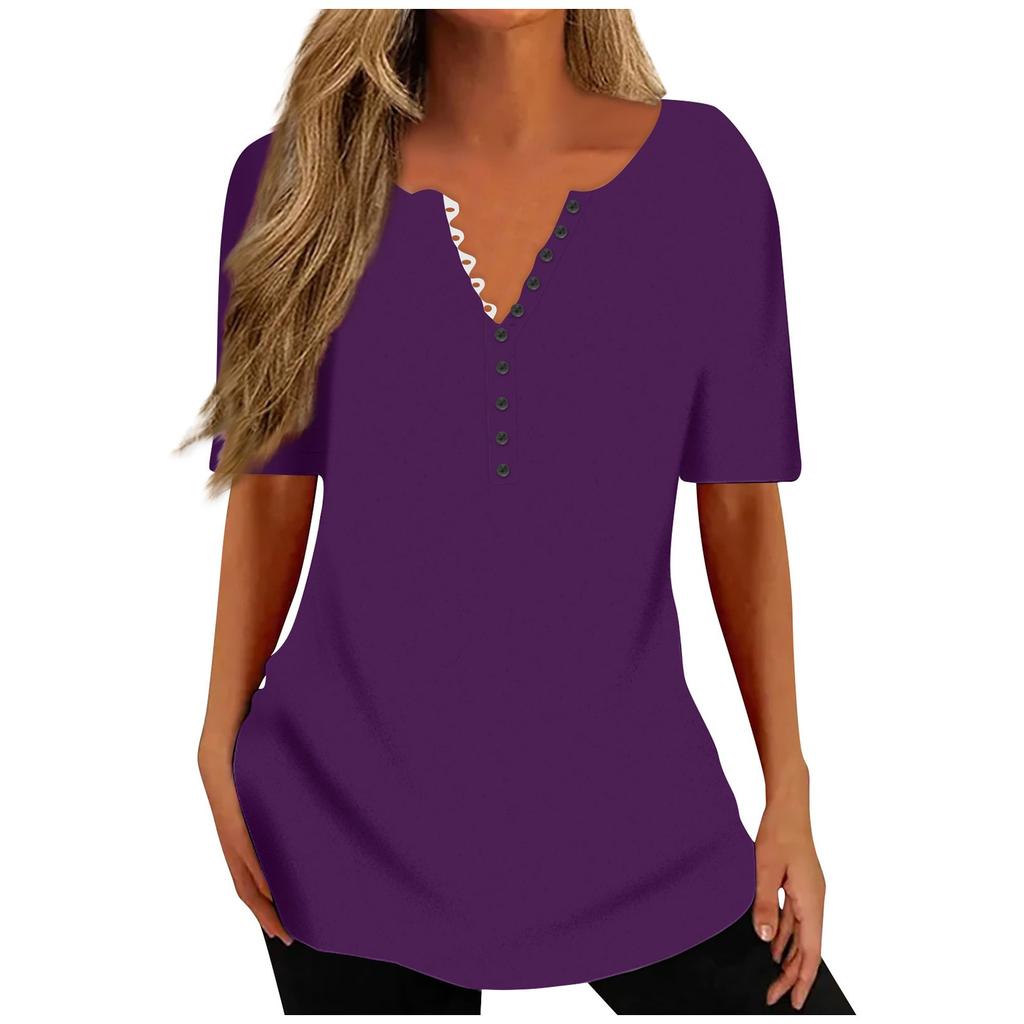 Women's Fashion Casual Short Sleeve Printed Round Neck Loose Top
