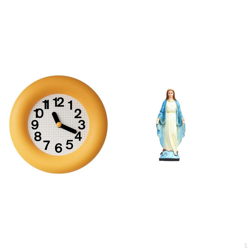 Silent Contemporary Wall Clock for Kitchen Dining Room Bedroom with Graceful Mary Religious