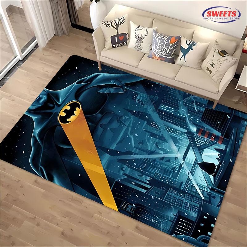 Tappeto Classico DC Batman, Logo Batman Soggiorno Camera da Letto Bambini Tappetino da Letto, Tappeto Confortevole Antiscivolo Resistente, Tappeto Lavabile in Lavatrice
