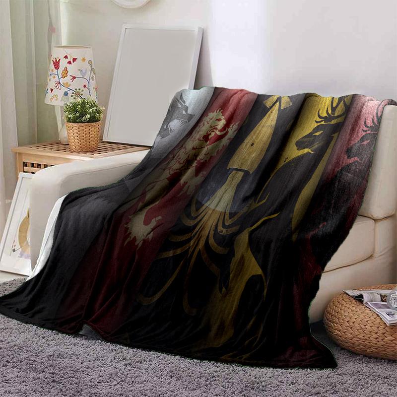 Game of Thrones Sigils Wall Art Decor - House Stark, Lannister, Targaryen, Baratheon, Greyjoy, Martell, Arryn, Tyrell, Print Blanket, S 130cm×150cm（50in×60in）