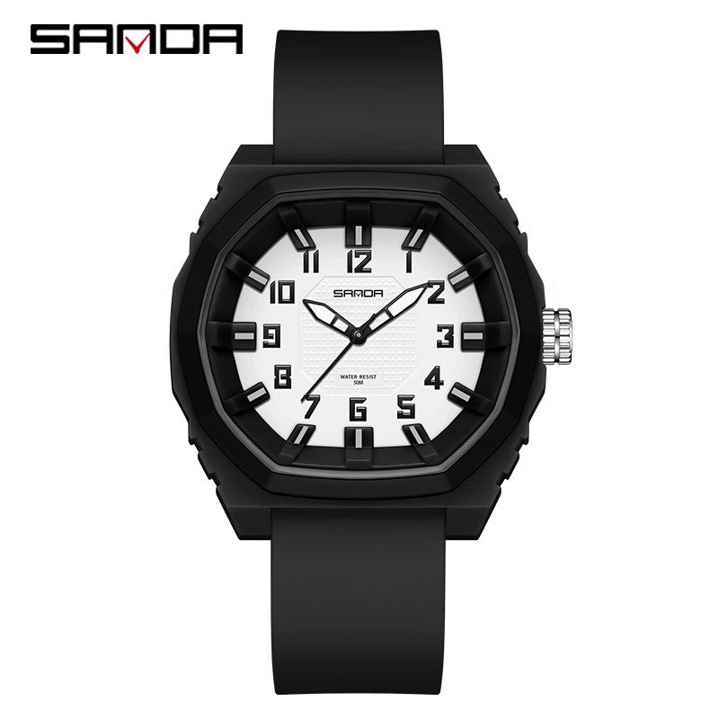 Sanda Unisex Korean-Style Casual Quartz Watch - Simple, Fresh, Waterproof Silicone for Outdoor and Sports Use.