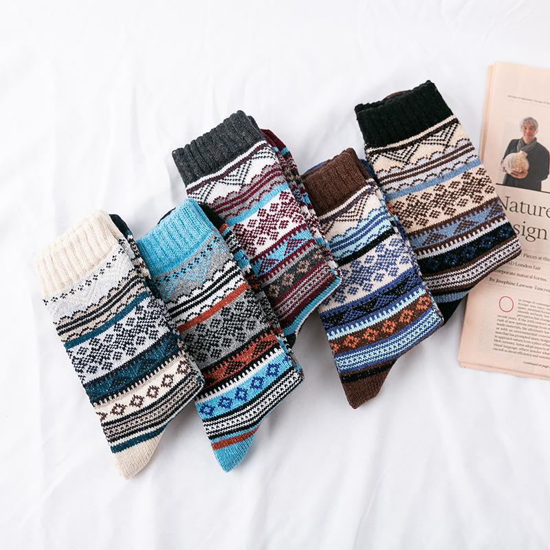 5 Pairs Winter herren Socken Verdicken Schaf Wolle Socken Warme Männer Retro Stil Bunte Mode Mann Socken Hohe qualität