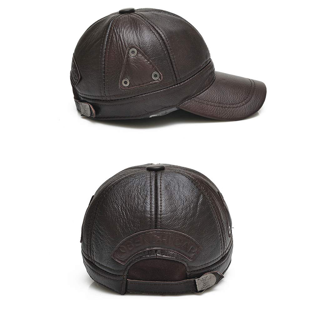 Anmida Leather Genuine Cold Plain [ANMIDA] Autumn/Winter Cap, Men's Hat, Women's Cap, Leather, Protection, Simple,