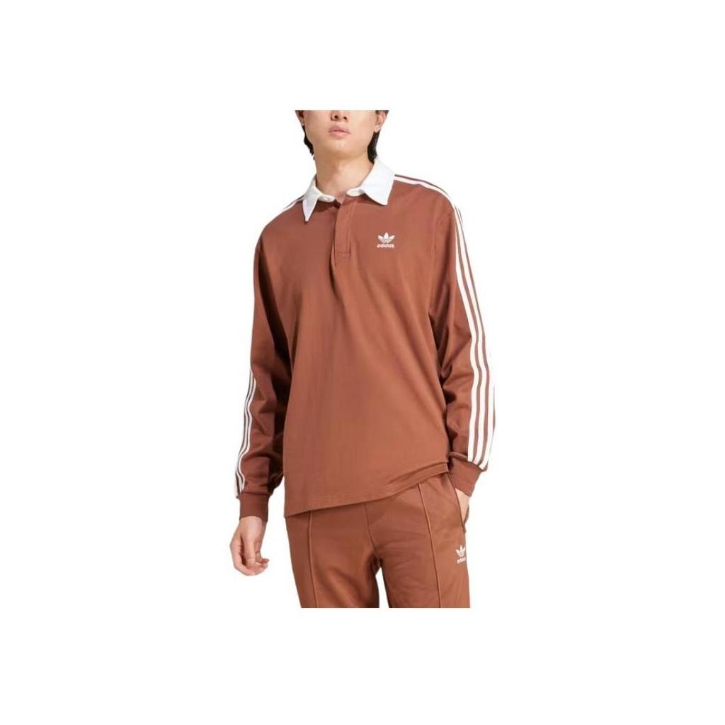 adidas Originals Adicolor Rugby Polo Langarmshirt Herren Gebraucht Braun IZ2469
