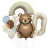 Cute Matte Teddy Bear Balloon Set Milk White Digital Aluminum Film Balloon Birthday Party Decoration Rainbow
