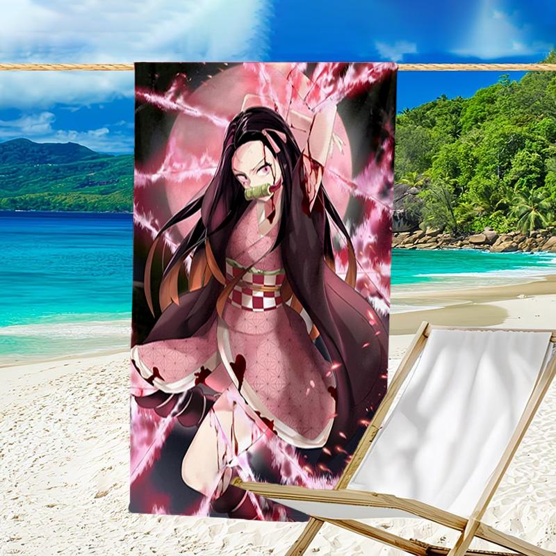 1pc Nezouko7 Beach Towel, Beach and Seaside Swimming Pool Equipment, Fashion Pattern, Rectangular, Travel Essentials