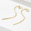 INS Fashion S925 Sterling Silver Gold Plated Long Heart Chain Threader Tassel Earrings Jewelry for Women