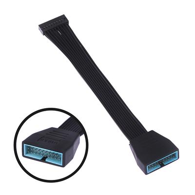 Malý mini USB 3.0 19/20 pinový interní prodlužovací adaptér s konektorem, černý plochý kabel pro základní desku 5,9 palce/15 cm